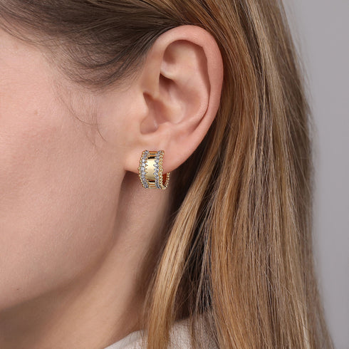 Bujukan Diamond Huggie Earrings in 14K Yellow Gold - 3