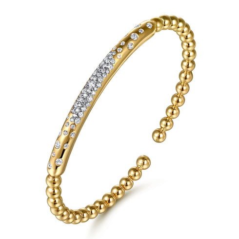 Bujukan Pave Diamond Split Bangle Bracelet in 14K Yellow Gold - 3