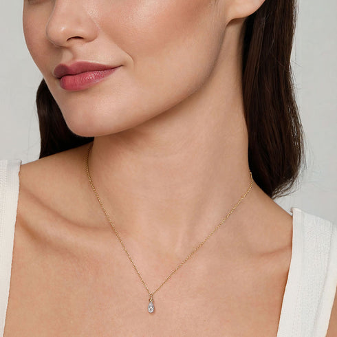 Bujukan 14K Yellow Gold Diamond Teardrop Pendant Necklace - 5