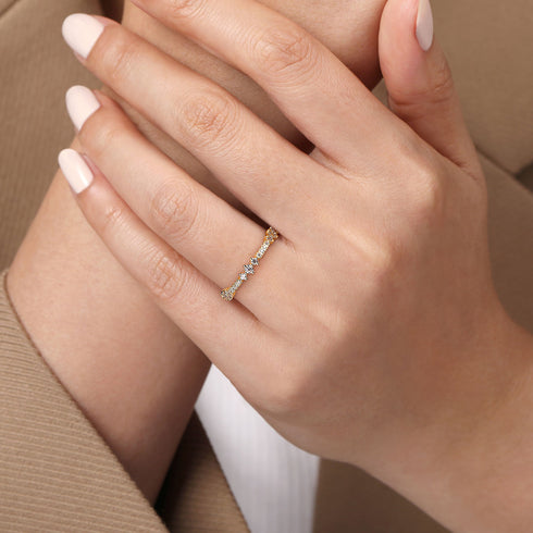 14K Yellow Gold Diamond Stackable Ring - 6