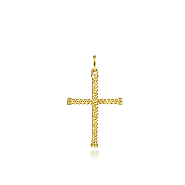 Hampton 14K Yellow Gold Twisted Rope Cross Pendant - 1