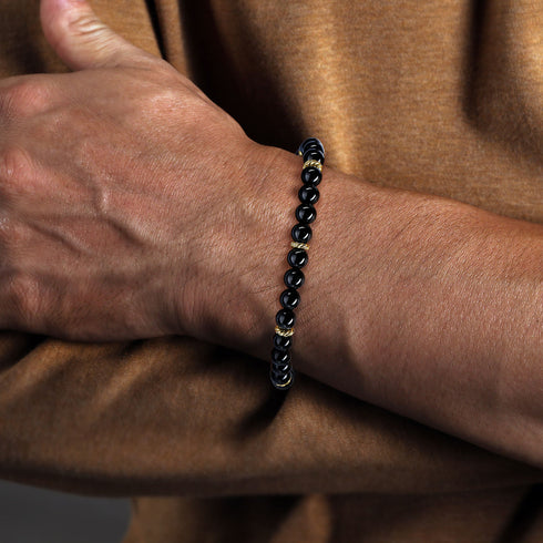 Bujukan 14K Yellow Gold and Black Onyx Beaded Bracelet - 4