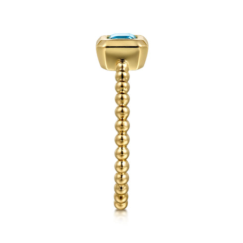 Bujukan 14K Yellow Gold Blue Topaz Stackable Ring - 5