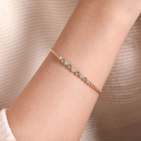 Bujukan Diamond Stations Bangle in 14K Yellow and White Gold - 4