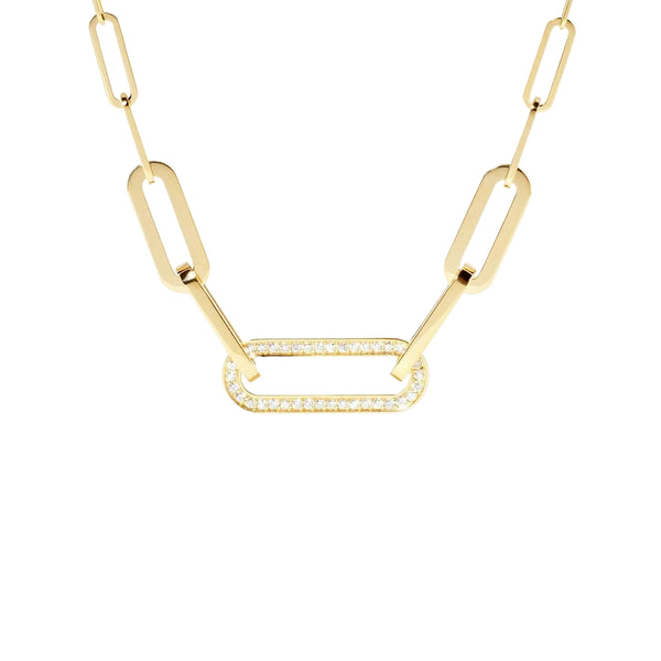 Maillon Medium Necklace in 18K Yellow Gold with Diamonds - 1