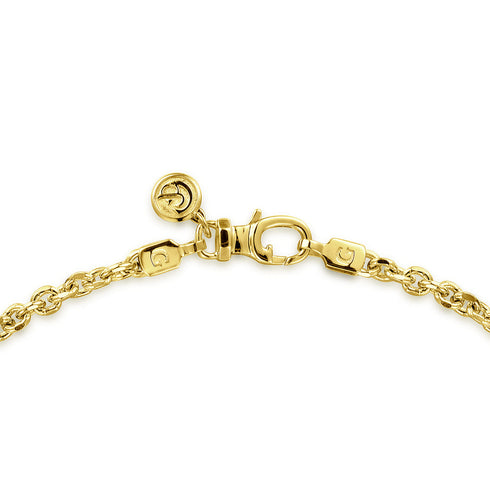 22 Inch 3.6mm 14K Yellow Gold Hollow Men's Link Chain Necklace - 4