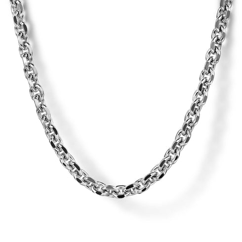 Classic 22 Inch Sterling Silver Men's Link Chain Necklace - 2