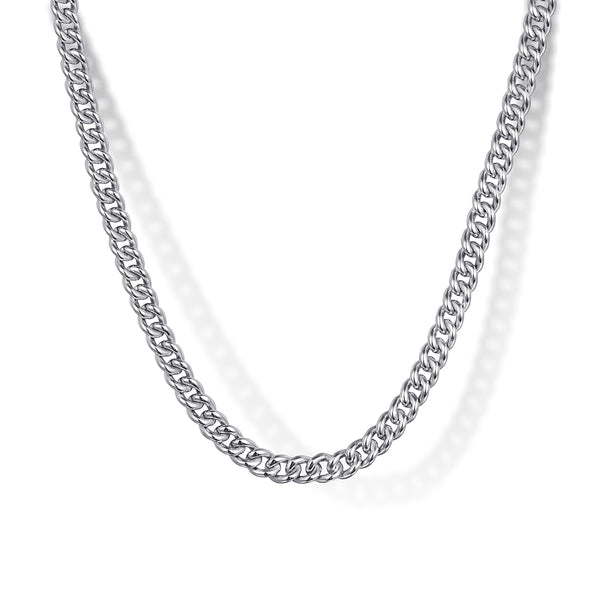 Classic 925 Sterling Silver Men's Hollow Cuban Link Chain Necklace - 1