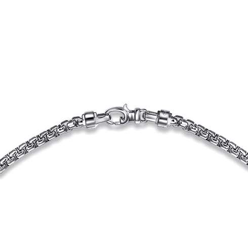 Classic 925 Sterling Silver Men's Round Box Chain Necklace - 4