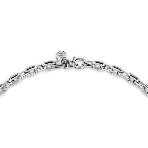 Classic Sterling Silver Faceted Men's Link Chain Necklace - 3