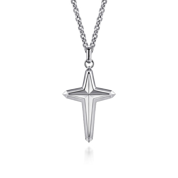 Contemporary Silver Cross Pendant - 1