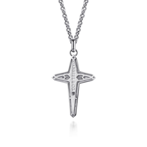 Contemporary Silver Cross Pendant - 2