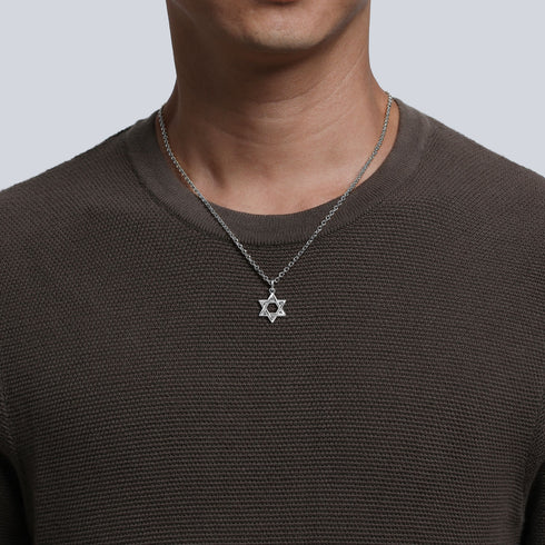 Contemporary 22 Inch 925 Sterling Silver Star Pendant Necklace - 5