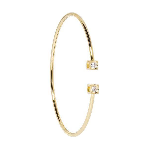Le Cube Diamant Medium Bangle Bracelet in White Gold - 1