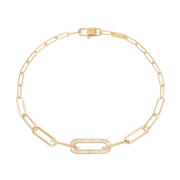 Maillon Small Bracelet in 18K Yellow Gold with Diamonds - 1