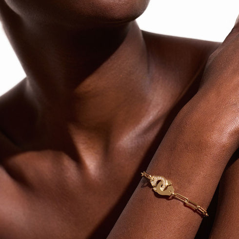 Menottes Dinh Van R12 Bracelet in Yellow Gold with Diamonds - 3