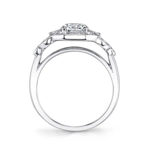 Round Cut Modern Vintage Engagement Ring - Francesca - 2