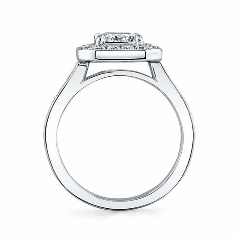 Emerald Cut Modern Vintage Halo Engagement Ring - Cassie - 2
