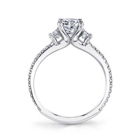 Classic Three-Stone Round Diamond Pavé Ring - 2
