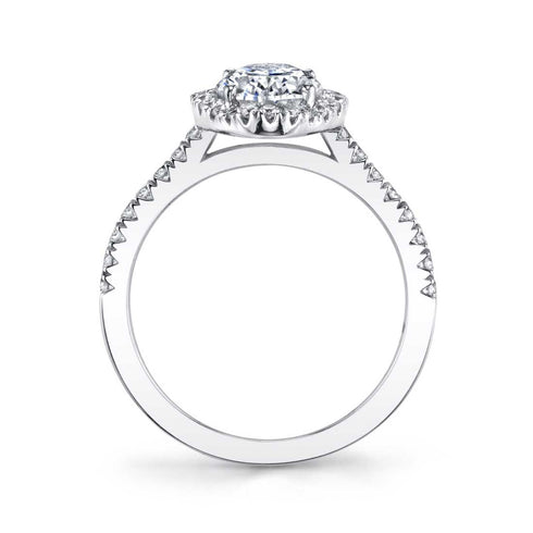 Cushion Halo Round Diamond Engagement Ring in White Gold - 2