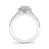 Cushion Halo Round Diamond Engagement Ring in White Gold - 2