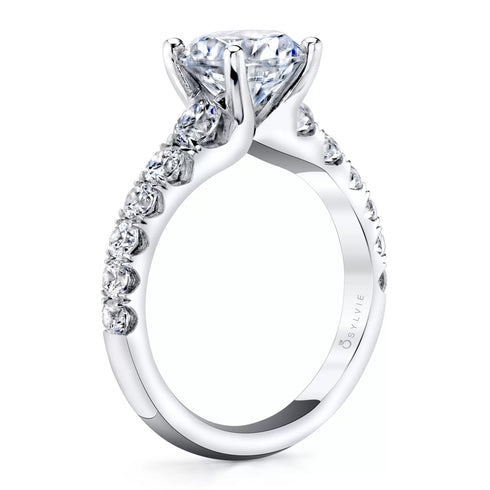 Round Brilliant Graduated Diamond Engagement Ring in White Gold - 3