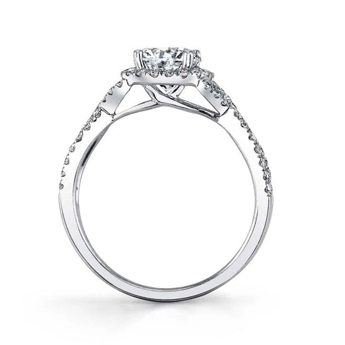 Round Diamond Halo Engagement Ring with Twisted Split Shank - 2
