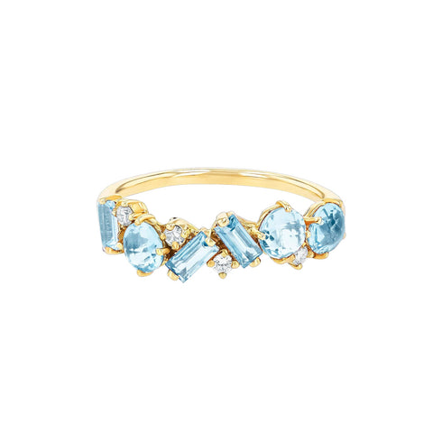Amalfi Blend Blue Topaz Half Band - 1