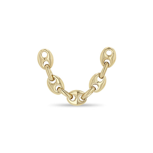 14k Gold Double Stud Small Mariner Chain Earring - 1