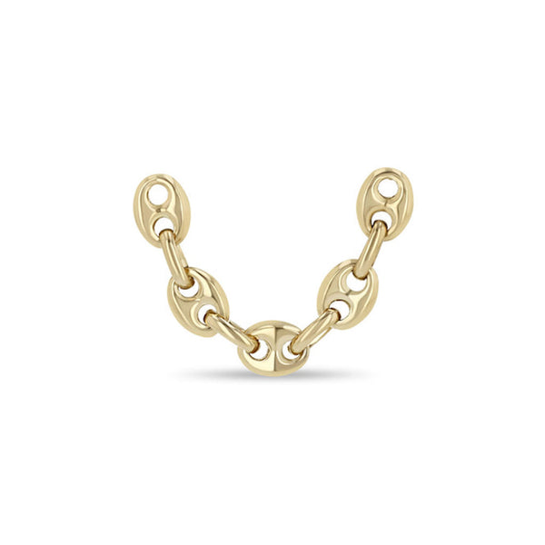 14k Gold Double Stud Small Mariner Chain Earring - 1