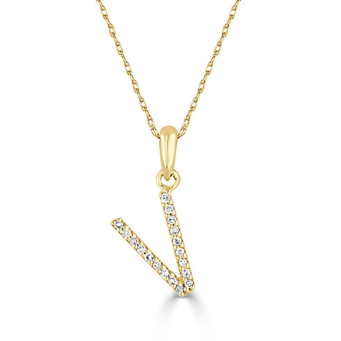 14k Gold & Diamond Initial A-Z Necklace Pendant 16-18" Inches - 0.07 ct. - 0.09 ct. - 1