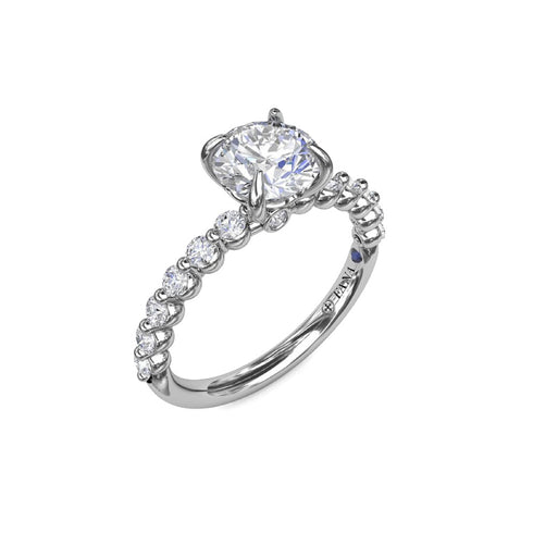 Contemporary Round Diamond Solitaire Engagement Ring With Diamond Band - 1