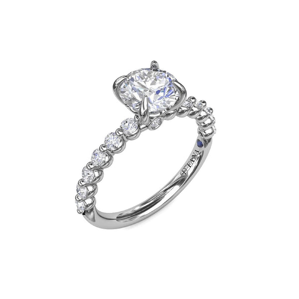 Contemporary Round Diamond Solitaire Engagement Ring With Diamond Band - 1
