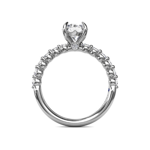 Contemporary Round Diamond Solitaire Engagement Ring With Diamond Band - 2