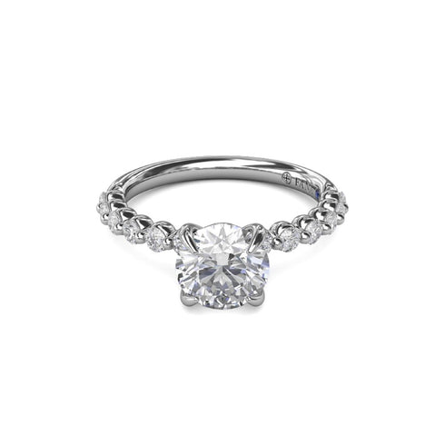 Contemporary Round Diamond Solitaire Engagement Ring With Diamond Band - 3