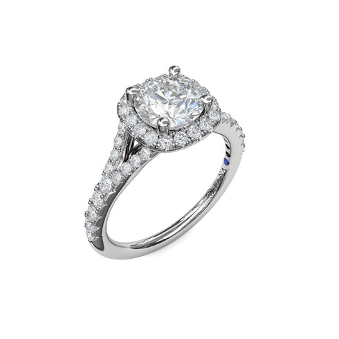 Classic Diamond Halo Engagement Ring with a Subtle Split Band - 1
