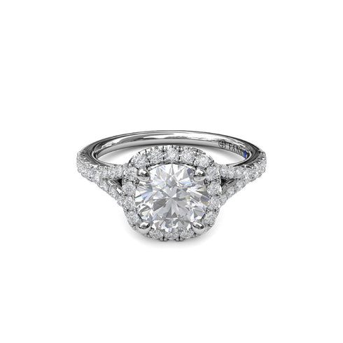 Classic Diamond Halo Engagement Ring with a Subtle Split Band - 3