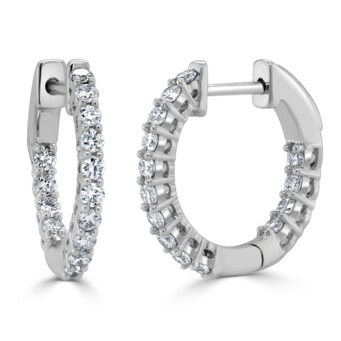 14k Gold & Diamond Hoop Earrings- 0.50 ct. - 1