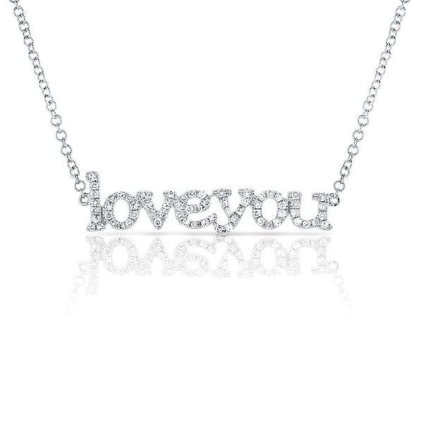 Diamond Love You Pendant Necklace - 1