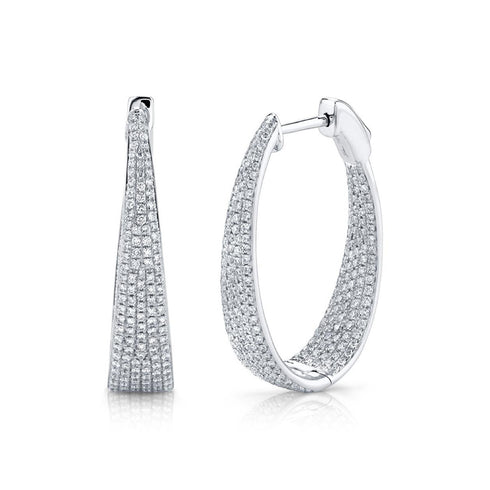Kate 1.73ct Diamond Pave Oval Hoop Earring - 1