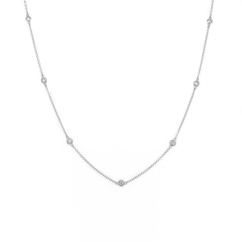 14k Gold & Diamond Station Necklace - 0.30ct - 1