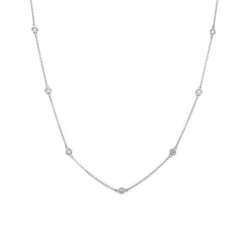 14k Gold & Diamond Station Necklace -0.45ct - 1