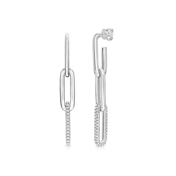 Diamond Paperclip Link Drop Earrings - 1