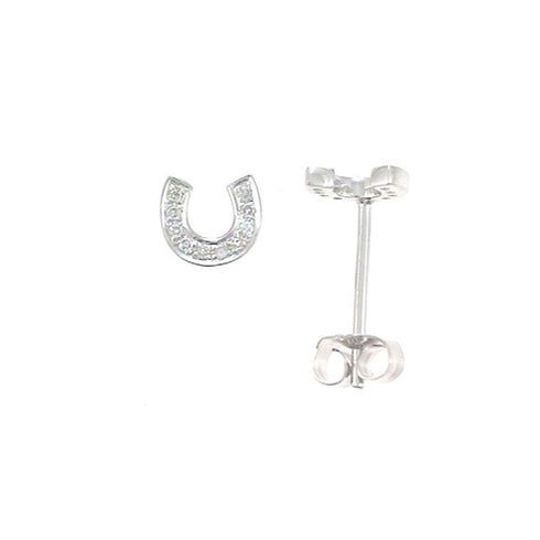 14k Gold & Diamond Horseshoe Earrings- 0.06 ct. - 1
