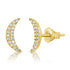 14k Gold & Diamond Moon Stud Earrings - 0.11ct - 1