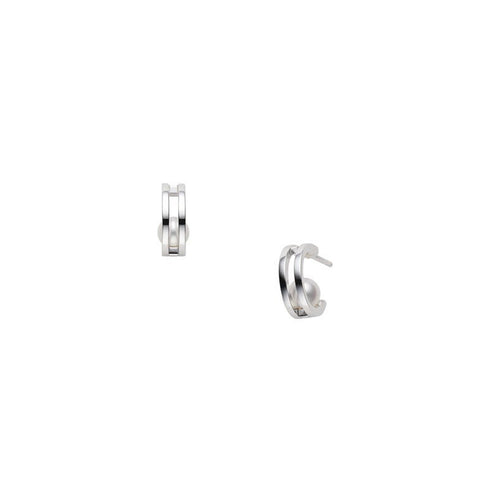Akoya Cultured Pearl Hoop Earrings in 18K White Gold - 1