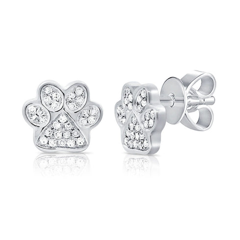 14k Gold & Diamond Paw Stud Earrings - 0.13ct - 1