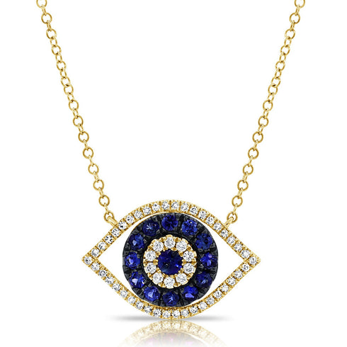 14k Gold & Diamond Evil Eye Necklace - 0.16ct - 1