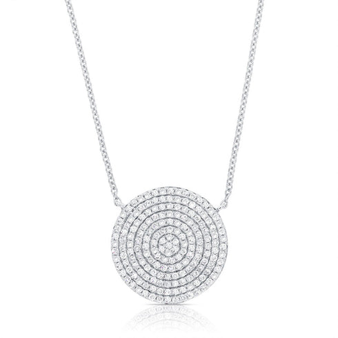 14k Gold & Diamond Large Disc Necklace- 0.58ct. - 1
