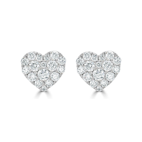 14k Gold & Diamond Heart Stud Earrings- 0.67 ct. - 1